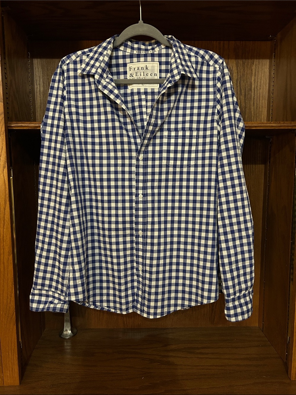 Frank & Eileen Blue and White Gingham Button-Down Shirt